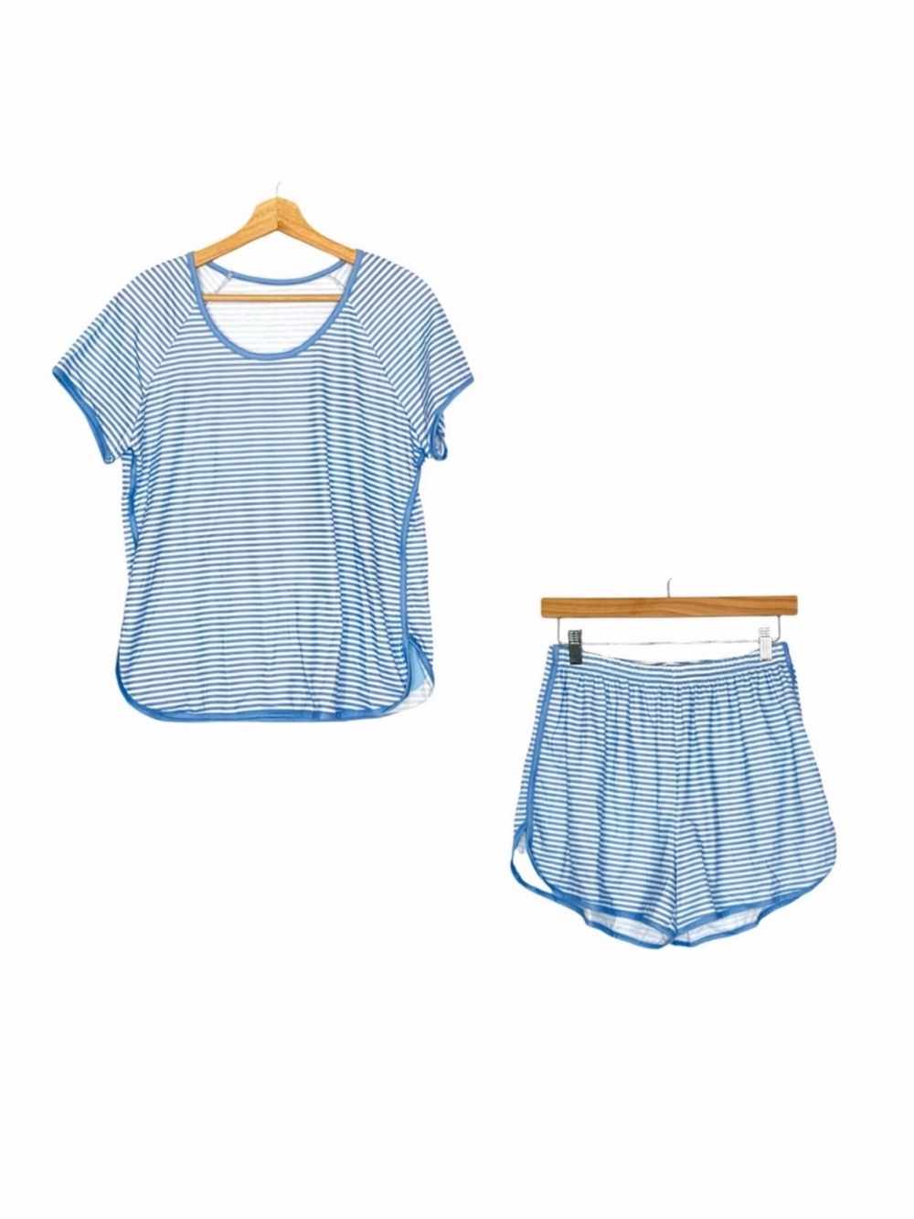 Hilinker Striped Pajama Set Short Sleeve Top Shorts Sleepwear Lounge Set Medium